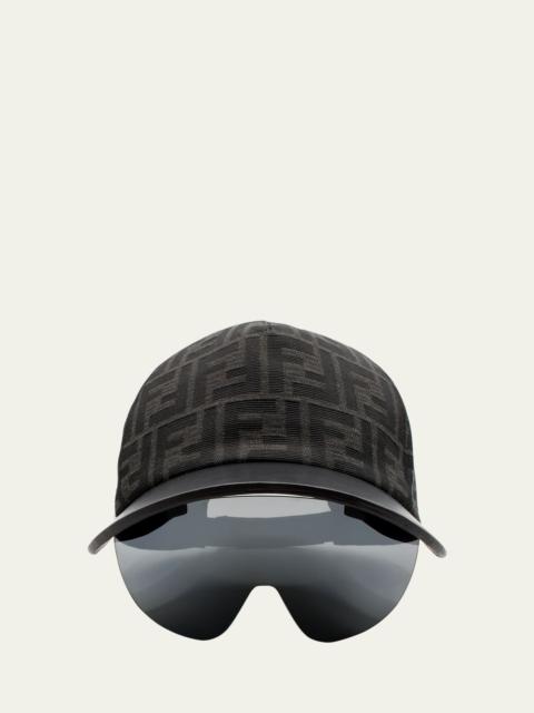 FENDI Men's Eyecap Shield Sunglasses with Baseball Cap