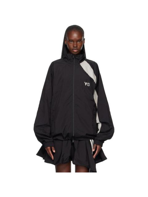 Y-3 Black Raw Edge 3 Stripes Nylon Shell Jacket