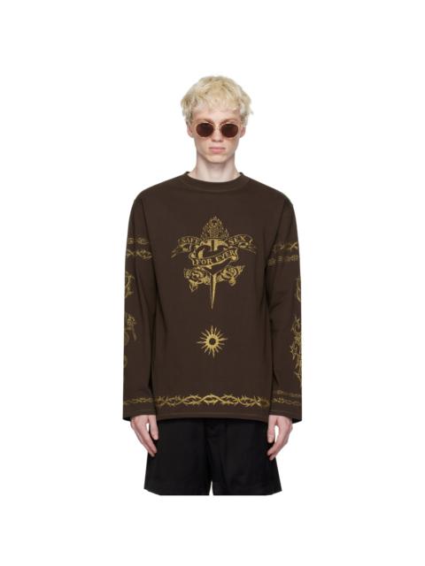 Brown Glitter Long Sleeve T-Shirt