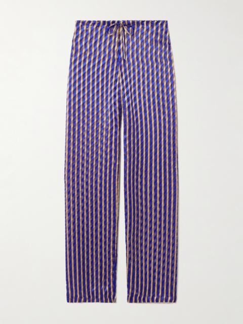 Dries Van Noten Stroped Devoré-velvet Straight-leg Pants