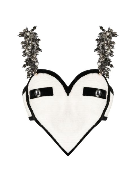 bead-embellished heart crop top