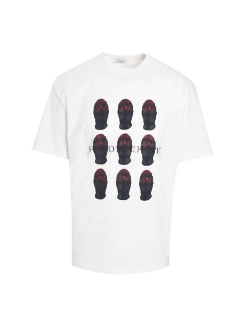 masks-print cotton T-shirt