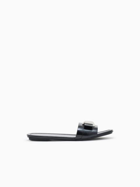 EMPORIO ARMANI SHINY POLISHED LEATHER BAND SANDALS