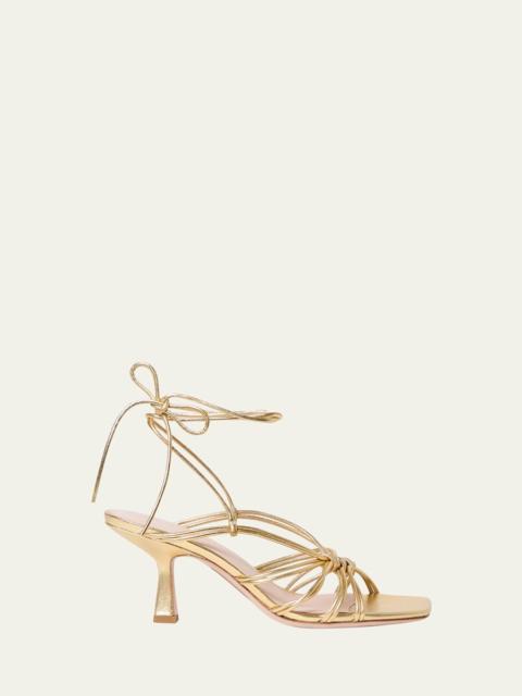 LOEFFLER RANDALL Vivienne Strappy Metallic Leather Lace-Up Sandals