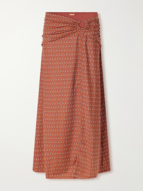 Johanna Ortiz Brown Under The Sun Gathered Printed Recycled Coverup