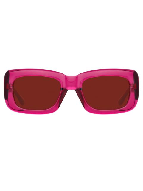 LINDA FARROW THE ATTICO MARFA RECTANGULAR SUNGLASSES IN MAROON