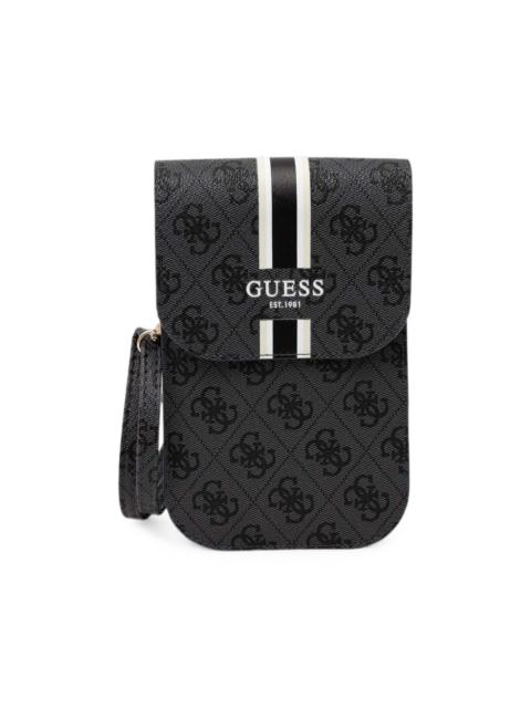 GUESS USA monogram-print striped phone bag