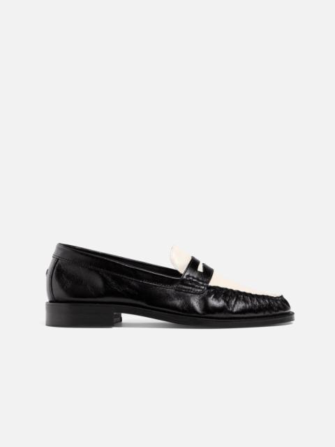 DUKE + DEXTER Ezra Black + White Ruched Loafer - Women's