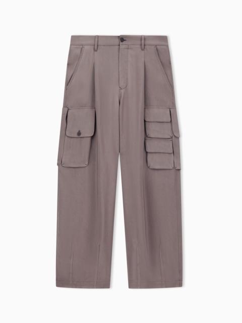 GIORGIO ARMANI MULTI-POCKET TROUSERS IN FADED VISCOSE TWILL