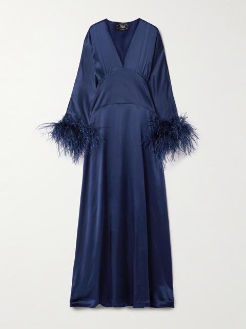 Taller Marmo Elvira Feather-trimmed Silk-satin Gown