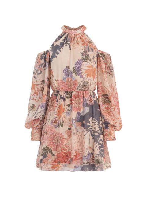 GUESS USA floral-print cold-shoulder mini dress