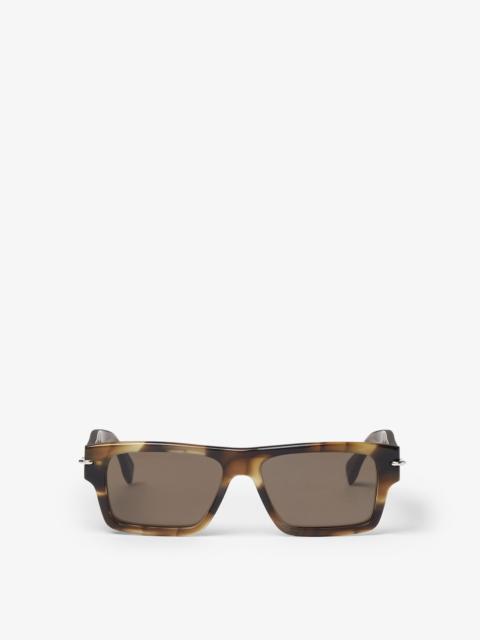 FENDI Fendi Selleria Khaki horn-effect acetate sunglasses