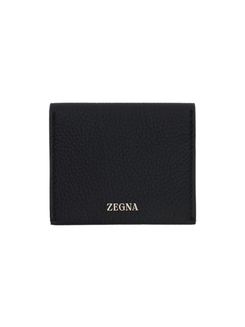 ZEGNA Black Foldable Leather Card Holder