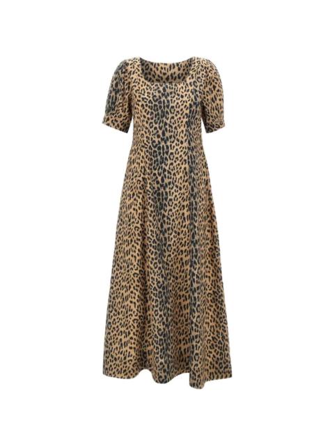 RIXO Kathleen leopard-print dress
