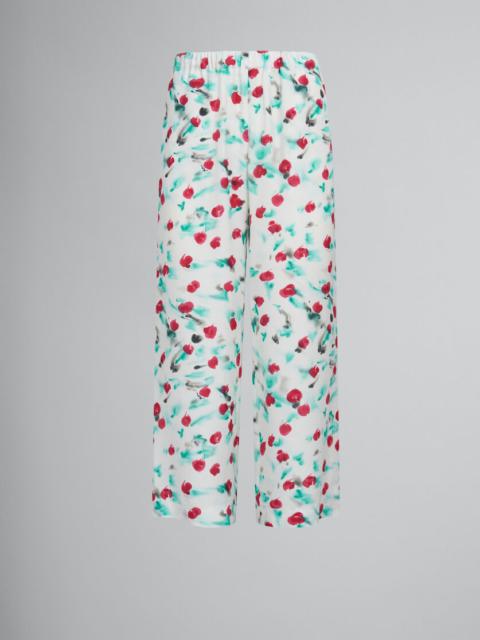 Marni WHITE ENVERS SATIN TROUSERS WITH REVERIE PRINT