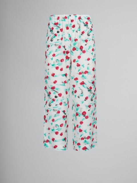 Marni WHITE ENVERS SATIN TROUSERS WITH REVERIE PRINT