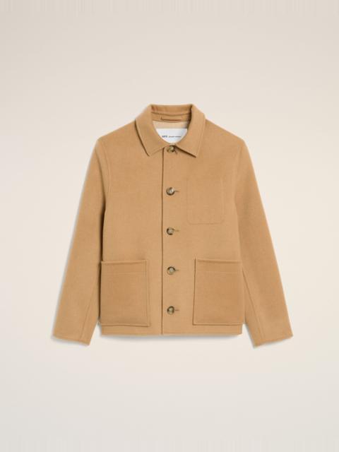 AMI Paris BEIGE BUTTON-DOWN WOOL AND CASHMERE JACKET