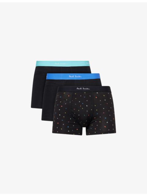 Paul Smith Logo-Waistband Pack Of Three Stretch-Cotton Boxer Briefs