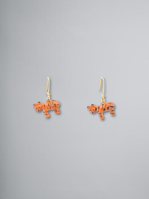 Marni NAIF TIGER HOOK EARRINGS IN METAL AND RESIN