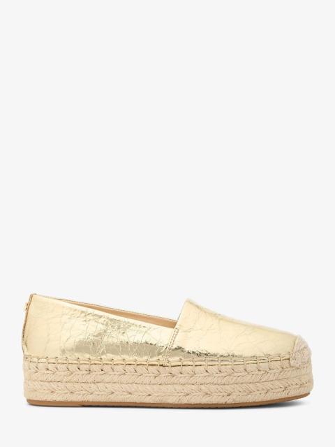 MICHAEL KORS Lynn Crackled Metallic Leather Platform Espadrille