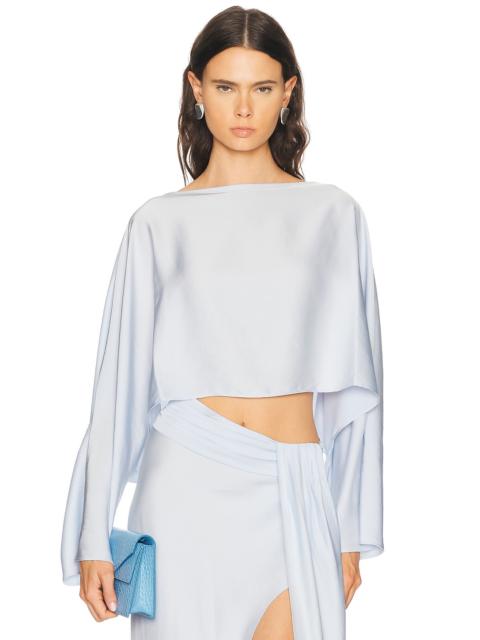 LAPOINTE Lightweight Satin Boat Neck Caftan Top