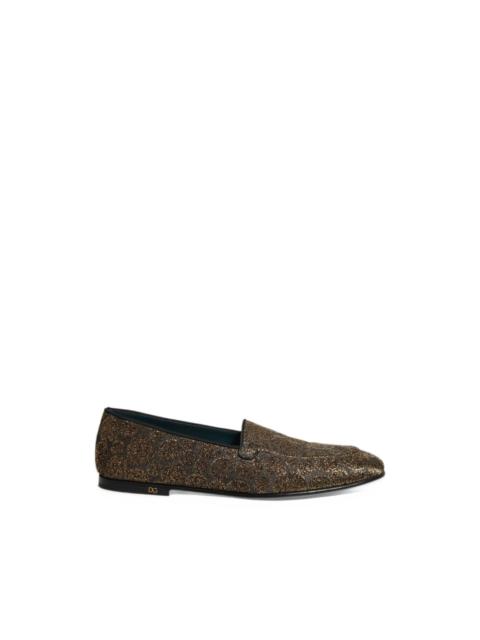 Dolce & Gabbana glitter-effect polka-dot loafers