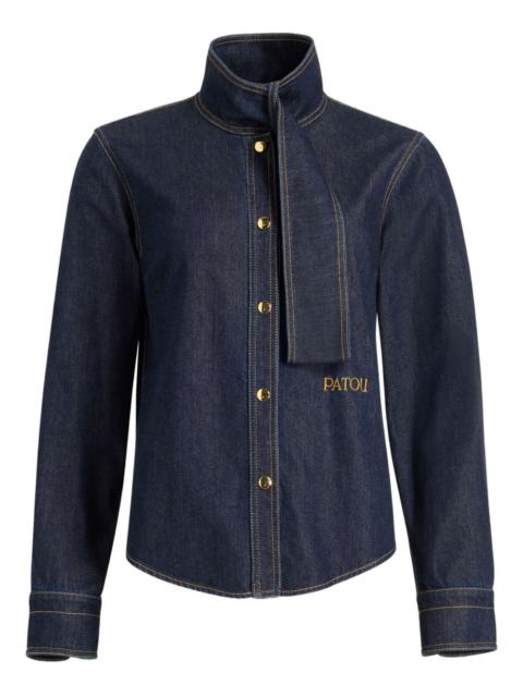 PATOU scarf-collar denim shirt
