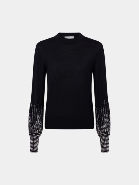 Paco Rabanne BLACK WOOL SWEATER WITH SEQUINS
