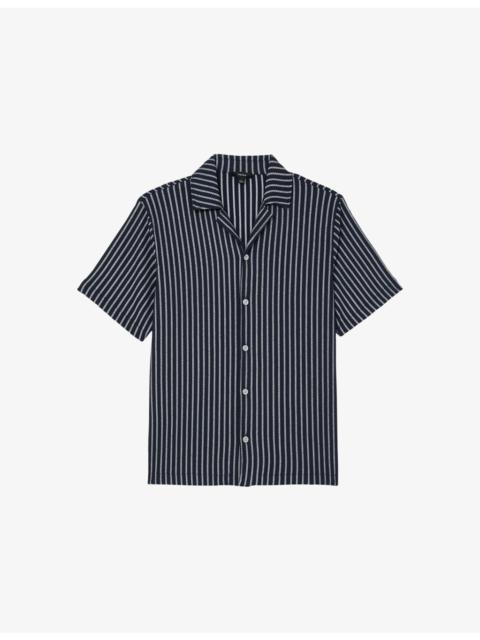 REISS Griff Cuban-Collar Striped Stretch-Woven Shirt