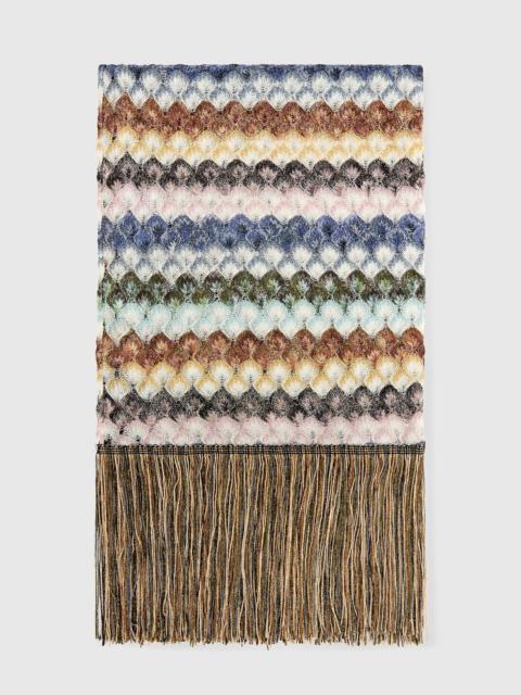 Missoni Viscose lamé stole with fringes and lace motif