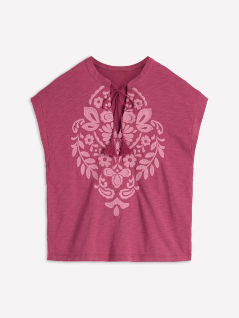 BODEN Nina Embroidered Notch T-shirt-Malaga, Formica Pink