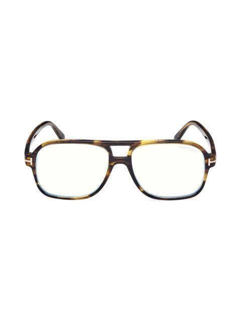 TOM FORD Men's 58MM Blue Block Aviator Eyeglasses - Brown