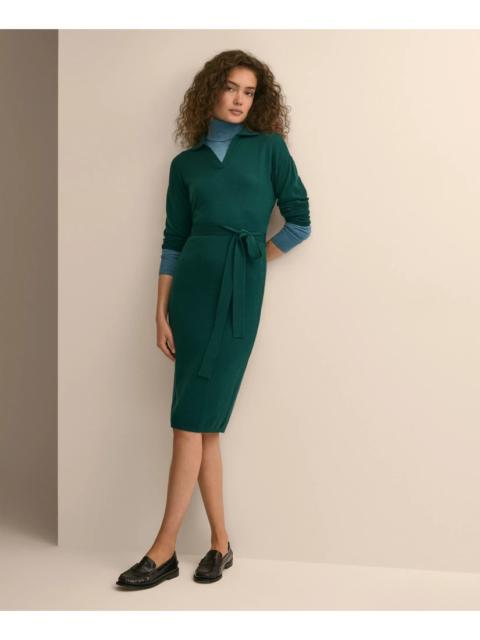 Brooks Brothers Merino Wool Belted Dolman-Sleeve Dress