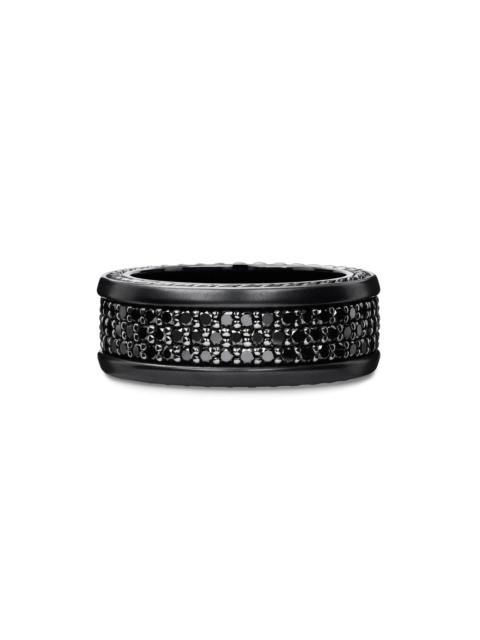 DAVID YURMAN Men's Streamline Pavé Three Row Band Ring in Black Titanium - Black