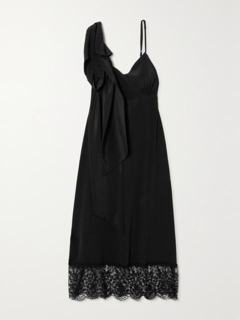 Simone Rocha Lace-trimmed Draped Crepe Midi Dress
