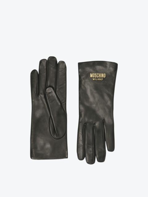 Moschino LEATHER GLOVES WITH LOGO