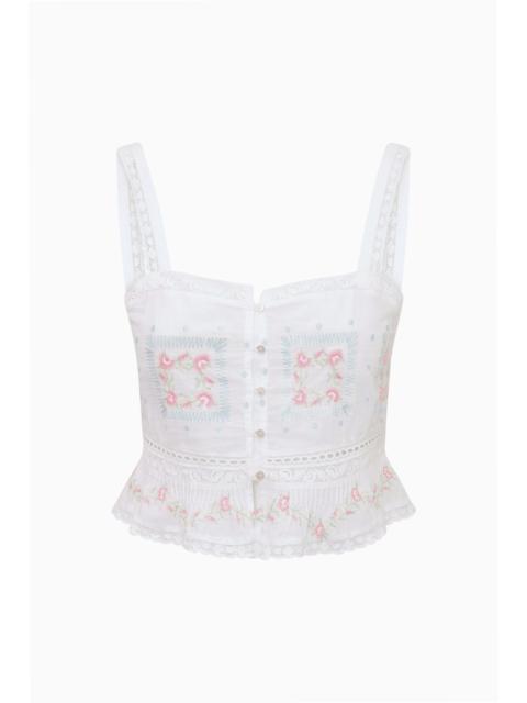 LoveShackFancy Devron Embroidered Cotton Top