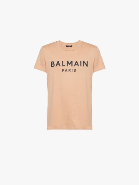 Balmain Nude eco-designed cotton T-shirt with black Balmain Paris logo print