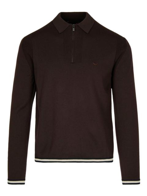 EMPORIO ARMANI half-zip rib-detail polo shirt