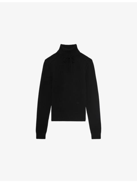 The Kooples Turtleneck Brand-Embroidered Cashmere-Blend Jumper