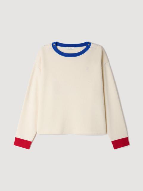 Sandro CONTRAST ROUND-NECK WOOL SWEATER