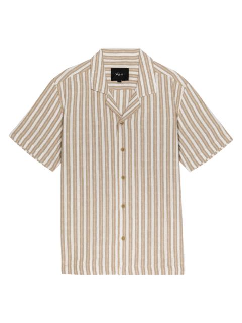 Rails Men's Fielder Striped Cotton-Blend Camp Shirt - Khaki White Stripe