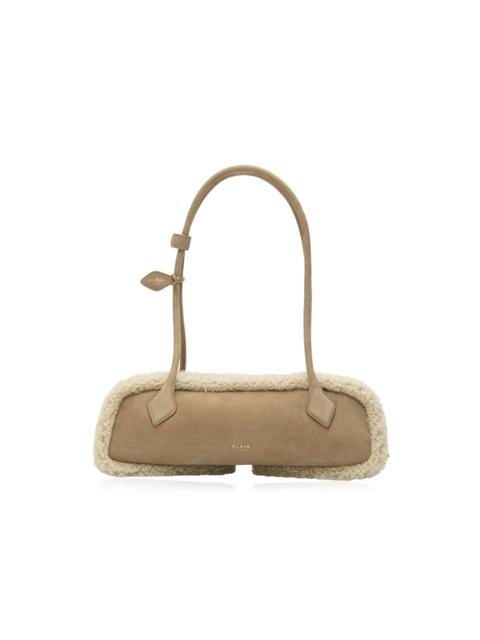 Alaïa Le Teckel Medium Shearling Leather Shoulder Bag neutral