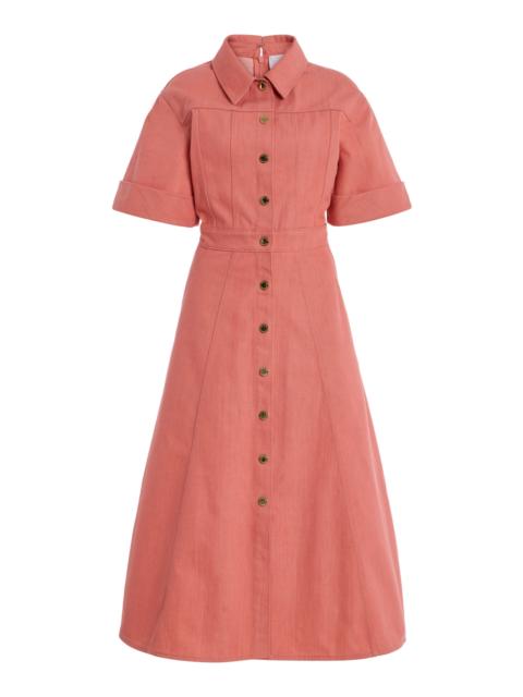 CAROLINA HERRERA Button-Front Denim  Dress pink