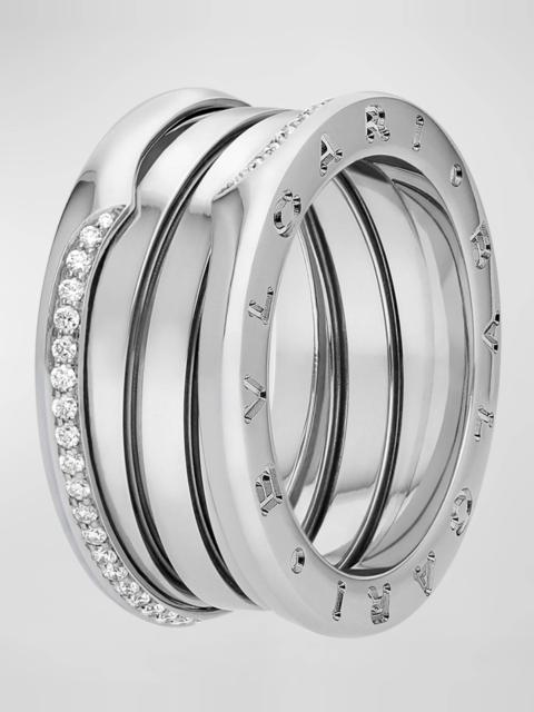 B.Zero1 White Gold 3-Band Wave Ring with Diamonds, EU 51 / US 5.75