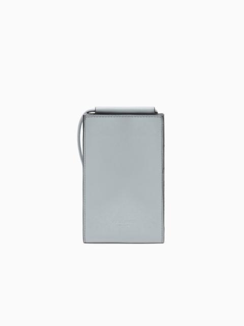 GIORGIO ARMANI CELL PHONE CASE IN SMOOTH LEATHER WITH STRAP AND CARD SLOTS