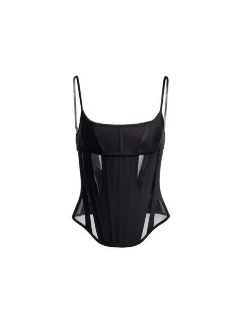 MUGLER Mugler H&M Mesh-Paneled Corset Top Black