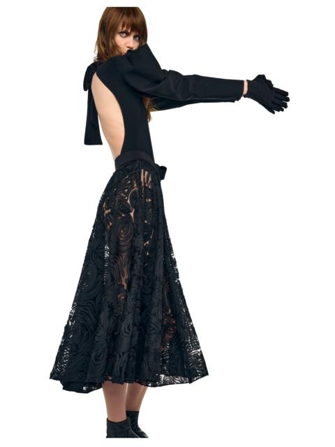 NORMA KAMALI WING SLEEVE OPEN BACK BOW NECK BODYSUIT