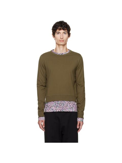 Dries Van Noten Khaki & Pink Layered Cotton T-shirt