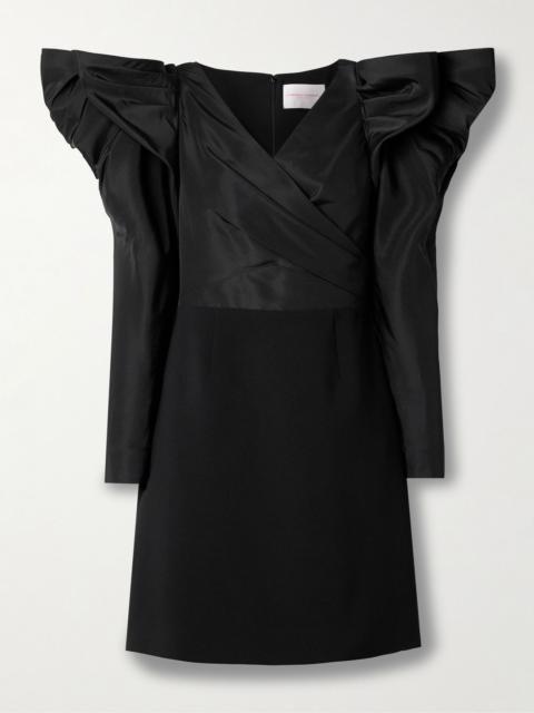 CAROLINA HERRERA Ruffled silk-faille mini dress Black